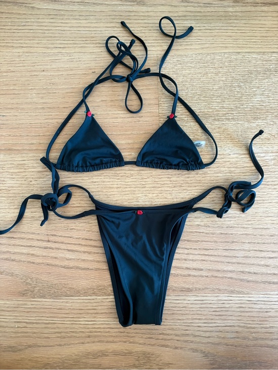 Frankie's Bikinis Other - Black Tie-Side Triangle Bikini Set - Women Swim
